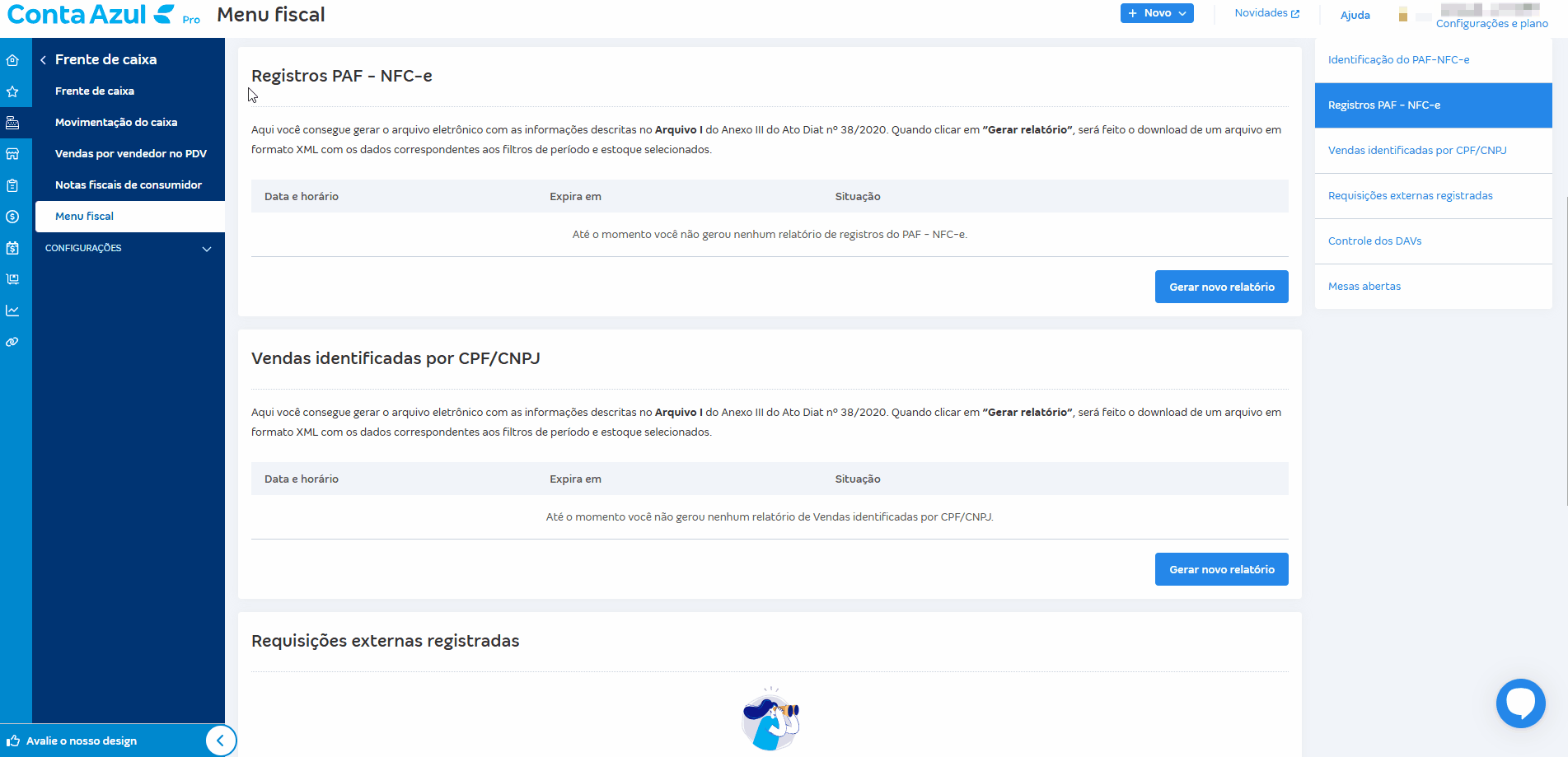 Passo a passo para gerar relatório de Registros PAF - NFC-e..gif