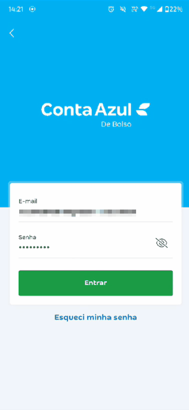 Consulta de conciliações no aplicativo Conta Azul de Bolso.
