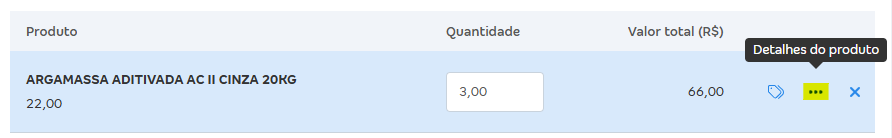 Tela de emissão da NFC-e com destaque para o botão Detalhes do produto.