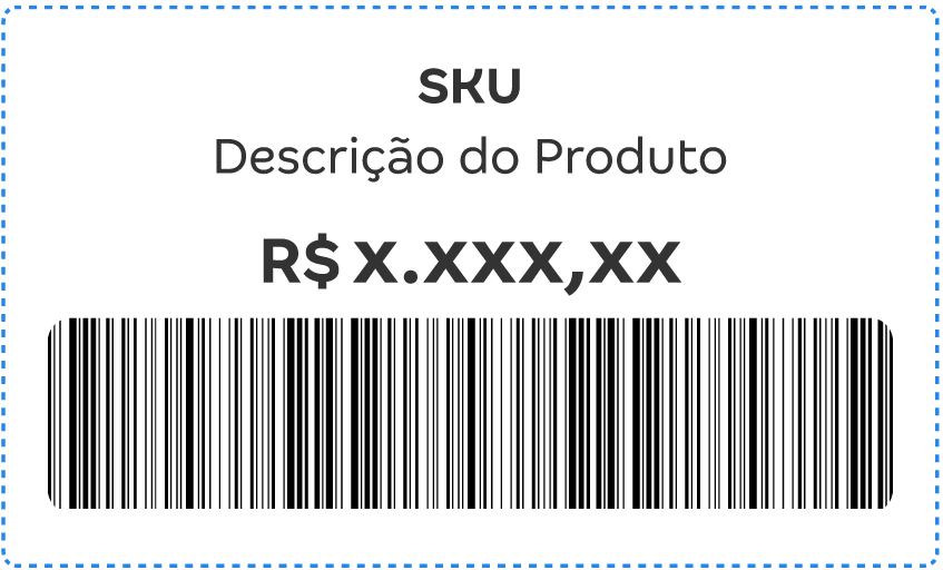 Etiqueta com Código de barras, Preço e Descrição do produto.