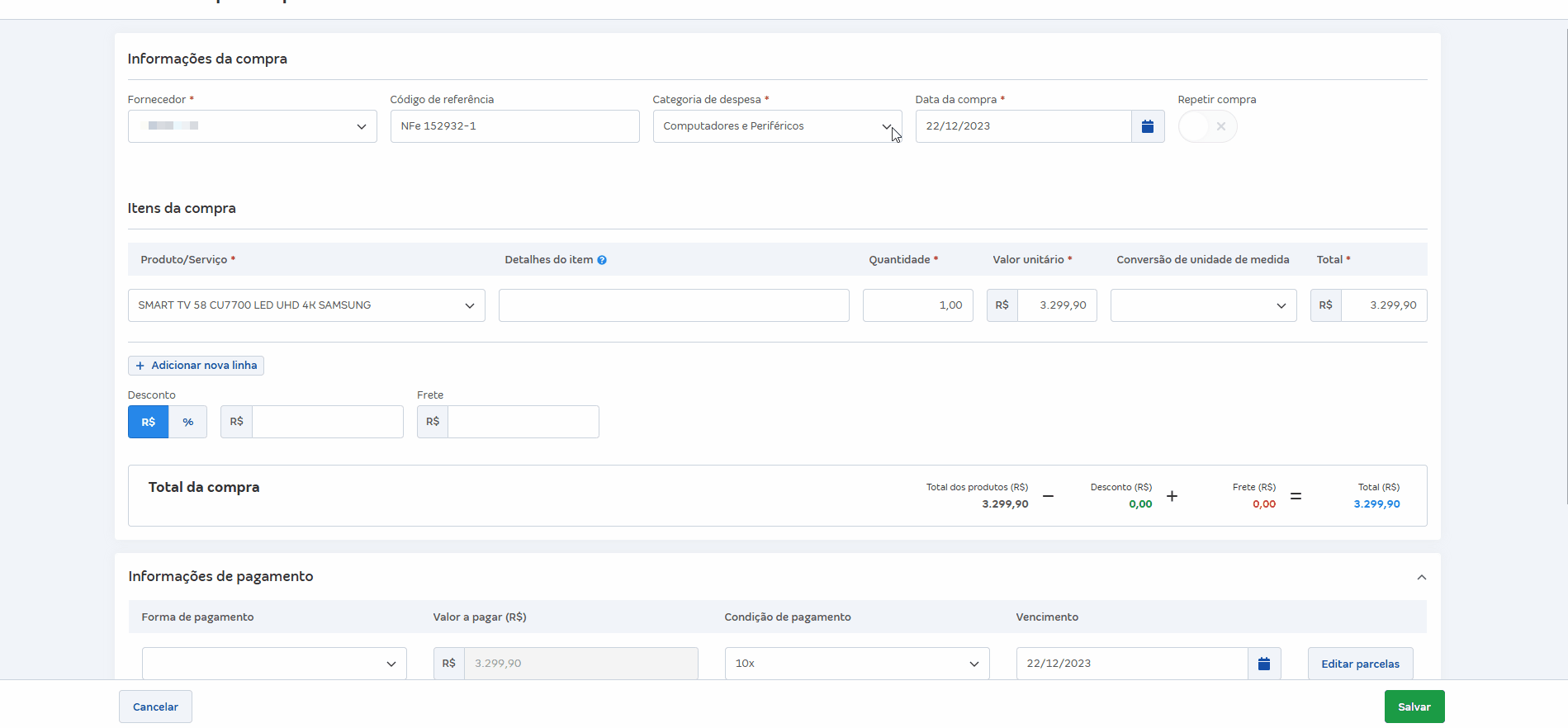 Passo a passo para conclusão da compra importada.