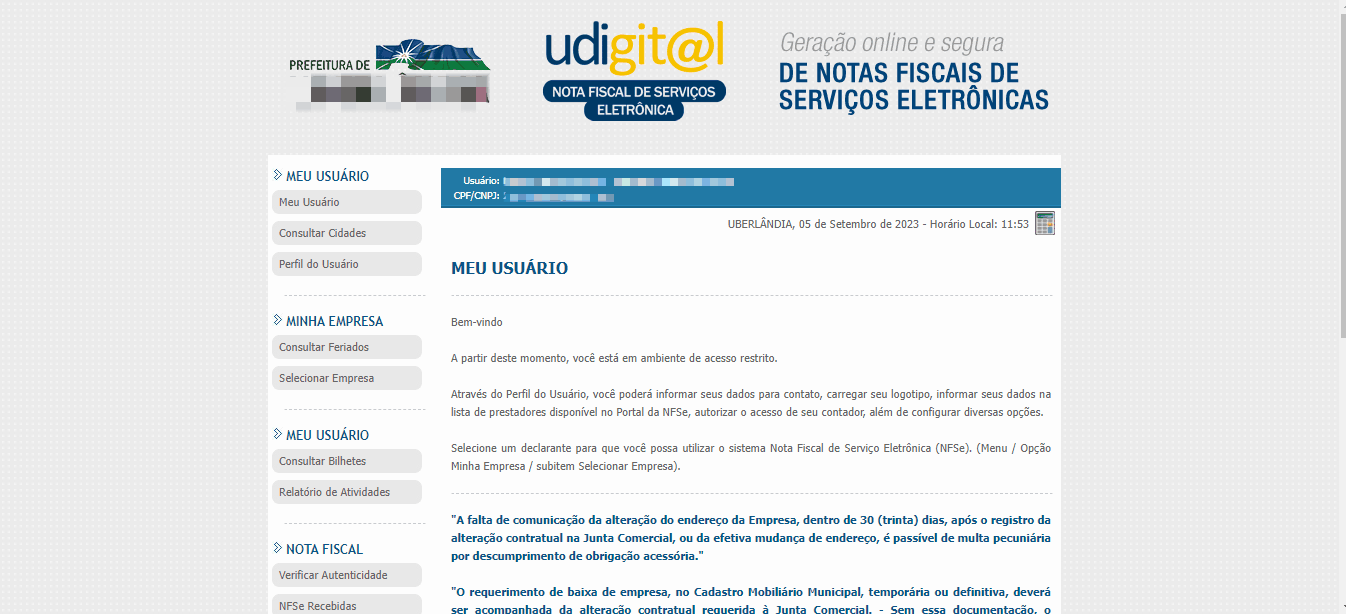 Passo a passo para consulta da Inscrição Municipal via Perfil do Usuário no portal Dsfnet.