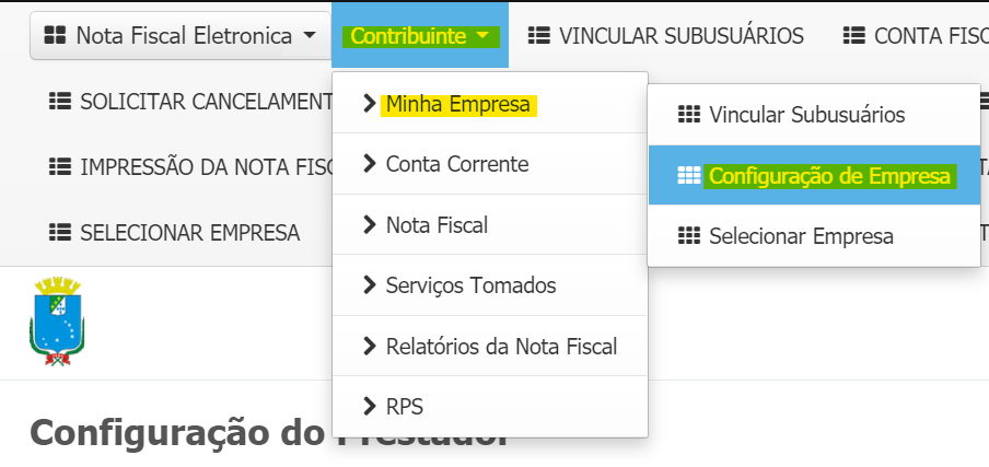 Tela de Configuração de Empresa com campo Regime como Lote indicando credenciamento aprovado em São Luís (MA).