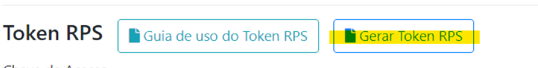 Tela para Gerar Token RPS/DPS no padrão Elmar Tecnologia.