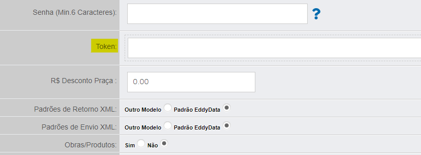 Tela de Dados do usuário com destaque para o campo Token no portal EddyData.