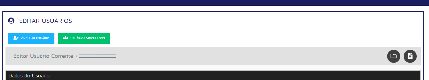 Tela com ícone de ferramenta para acessar Dados do usuário no portal EddyData.