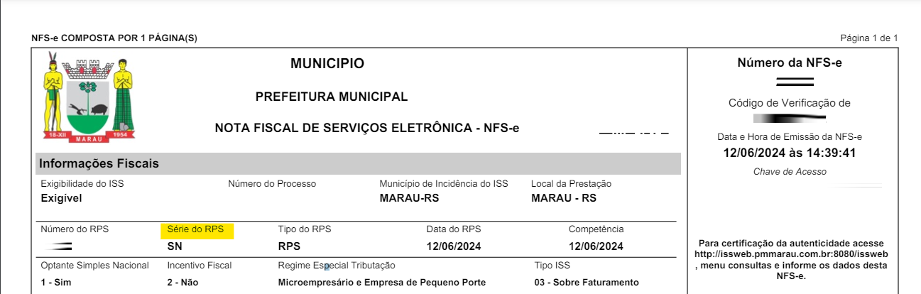 Tela de Consulta de NFS-e com destaque para a coluna Série no portal Fiorilli