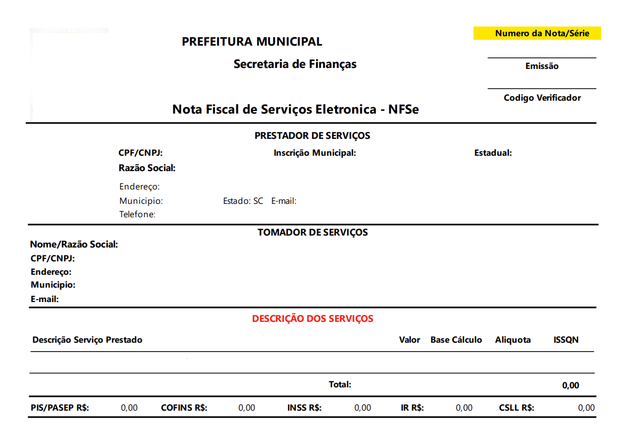 Início do PDF da NFS-e com destaque para o campo Série no portal Gefisco.