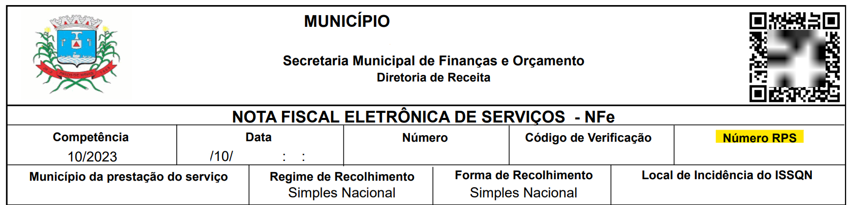 NFS-e com destaque para o campo Número do RPS/DPS no padrão Governa (Publicenter).