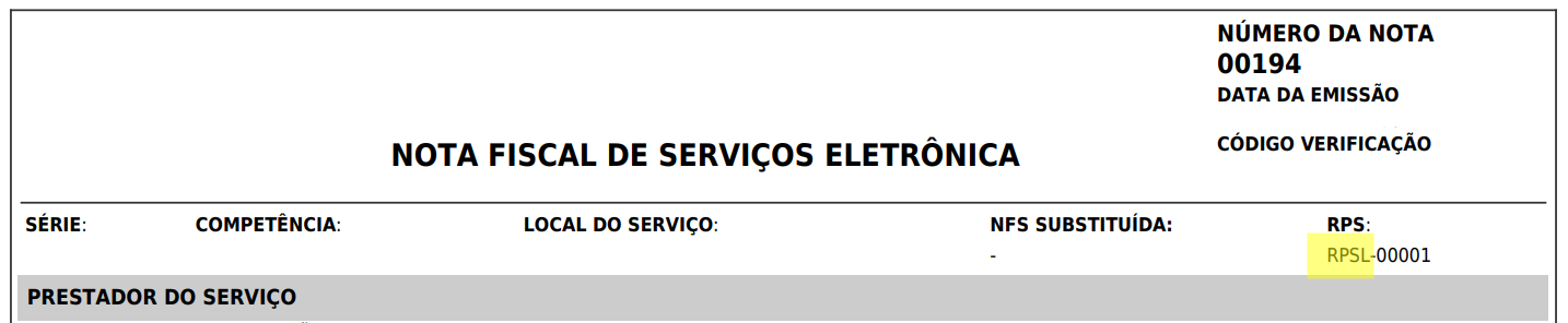 PDF da NFS-e com destaque para o campo Série no padrão iiBrasil.