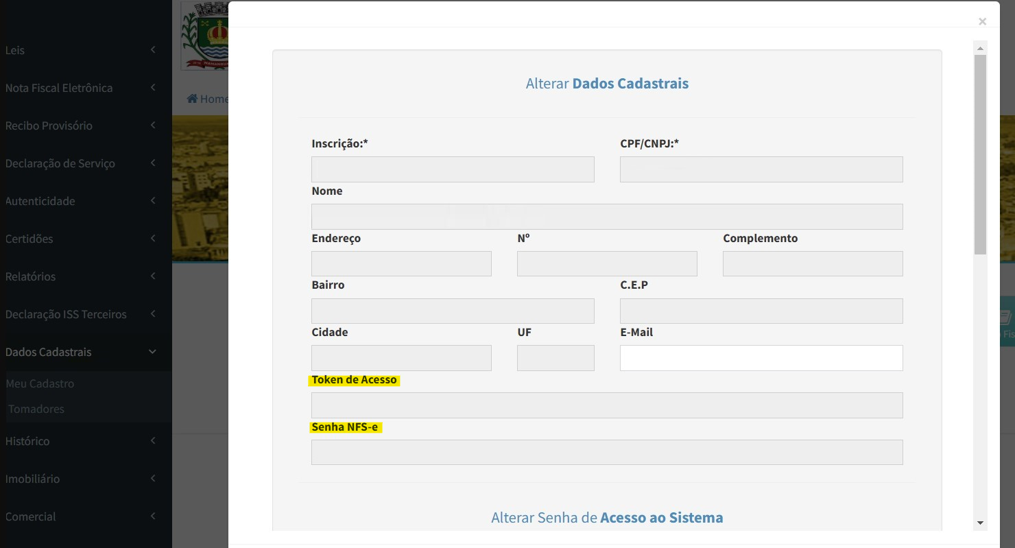 Tela de consulta das Credenciais de acesso adicionais no padrão Public Soft.