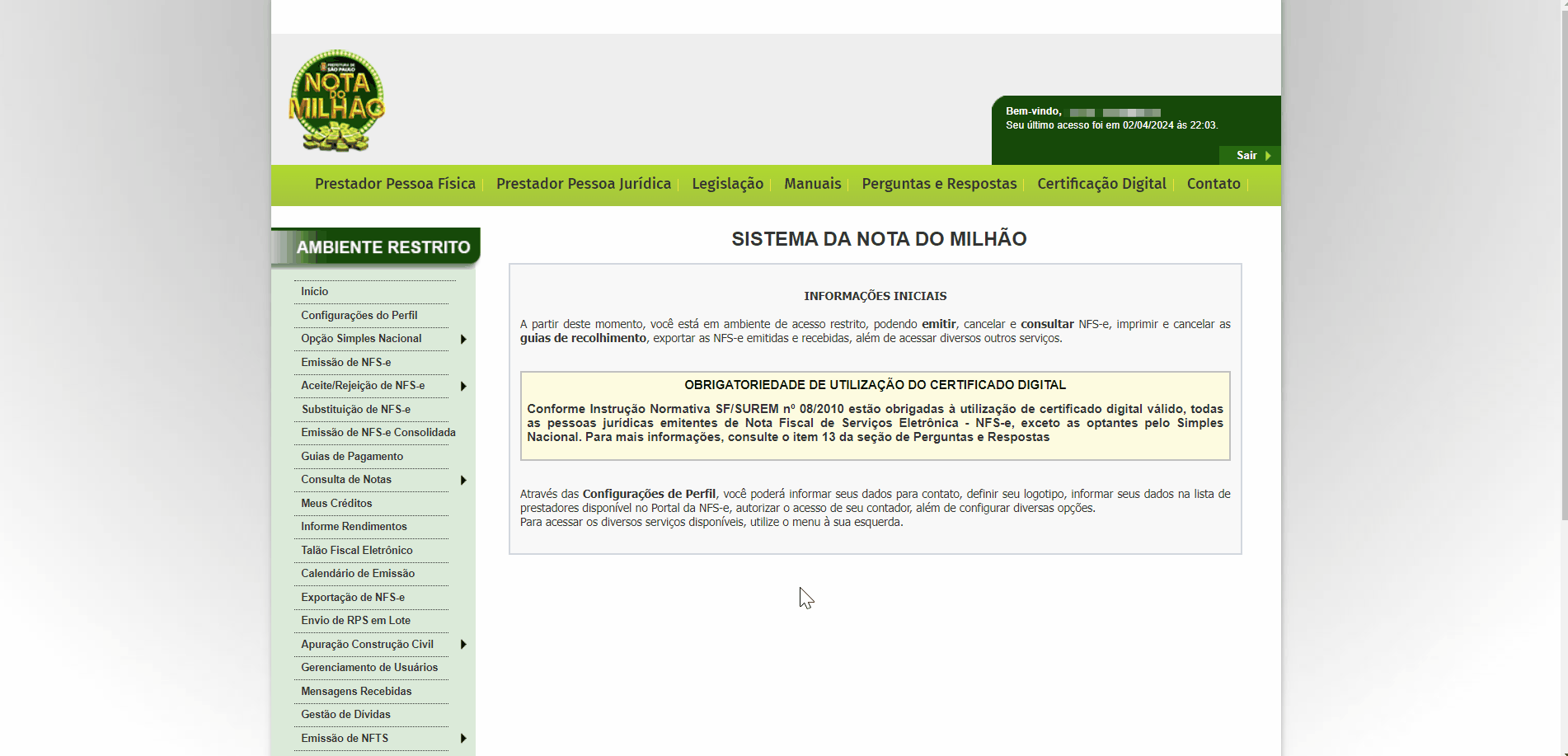 Passo a passo para consulta da Série do RPS/DPS no padrão São Paulo.