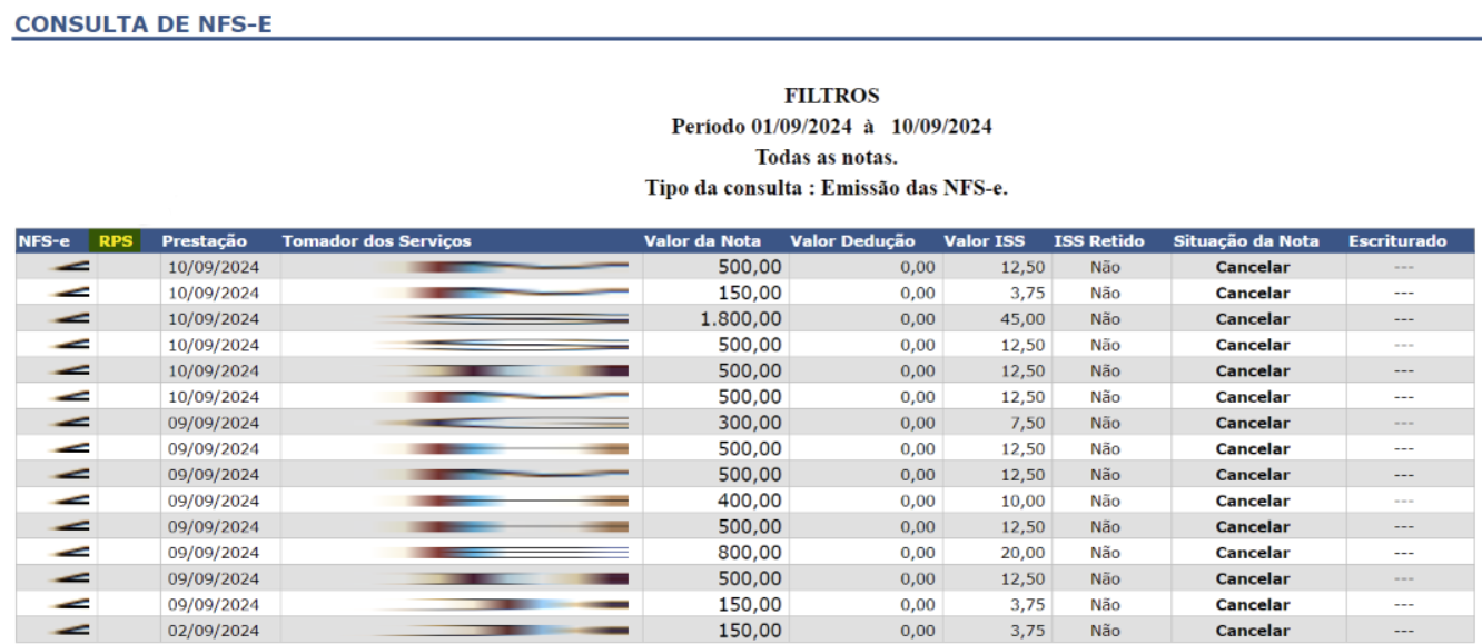 Tela para consulta de Último RPS/DPS utilizado no padrão Tributos Municipais.