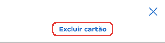 Menu Ações com destaque na opção Excluir cartão